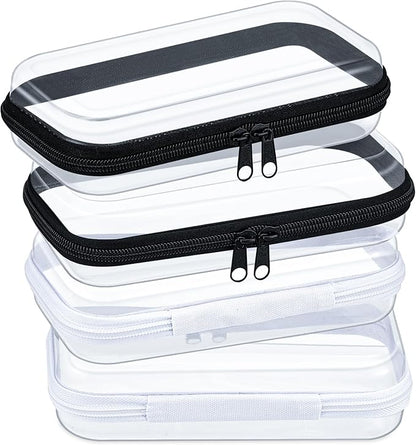 Hoolerry 4 Pcs Hard Clear Zipper Case Makeup Bags Plastic Pencil Pouch by Hoolerry