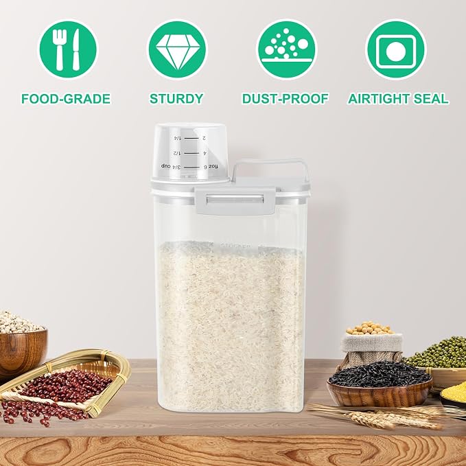 TBMax Rice Storage Container 2 Pack, Plastic Kitchen Pantry Food Storage - Image 7