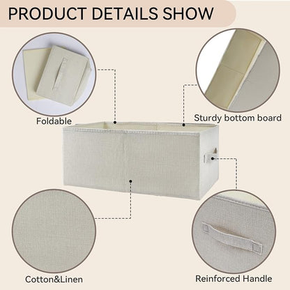 3 Pack Linen Storage Baskets - Image 3