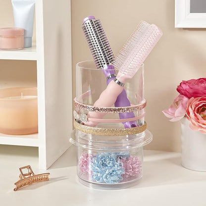 STORi Bella Stackable Clear Plastic Hair Accessory Organizer Set | Round - Image 3
