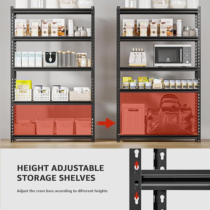 60" H x28 W x12 D Father&I 5-Shelf-Rack Shelves Industrial Metal Steel - Image 5