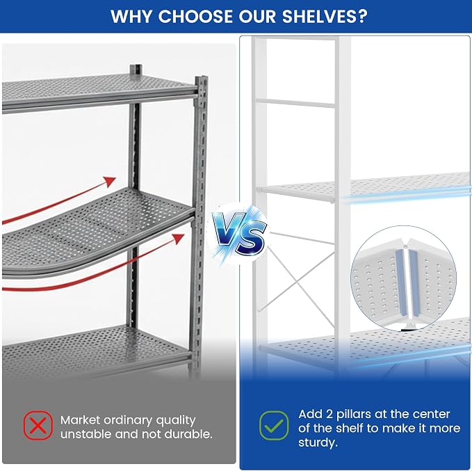 ALANNG 40" W Foldable 5-Tier Storage Shelves on Wheels Adjustable | Removable - Image 6