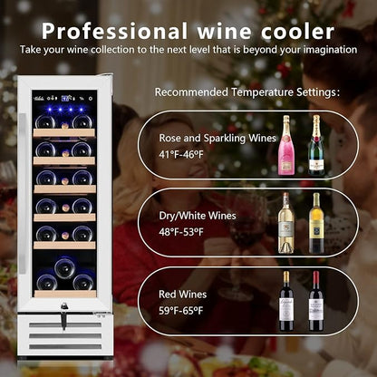 12 Inch Wine Cooler Refrigerator, Mini Wine Fridge 18 Bottle Capacity, Built-in - Image 2