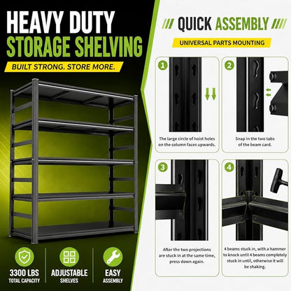 Garage Shelving, 2-in-1 Adjustable Storage Shelves - Image 7