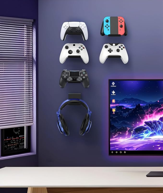 4 Pack Foldable Controller Wall Mount Holder, Xbox Controller Stand, Compatible - Image 6