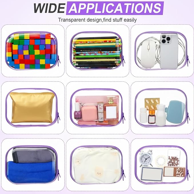 Sanwuta 6 Pcs Clear Hard Zipper Case Hard Plastic Zipper Pouches Transparent - Image 7