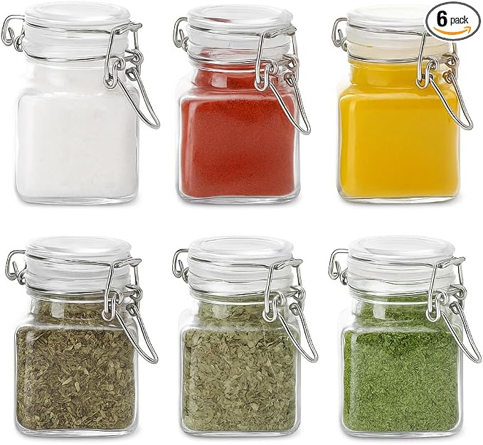 6 Pack Spice Jars, 4 oz Glass Containers by Snaiio