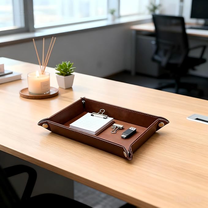Leather Valet Tray Organizer, Catchall Tray, Desktop Storage - Image 5