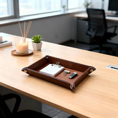 Leather Valet Tray Organizer, Catchall Tray, Desktop Storage - Image 5