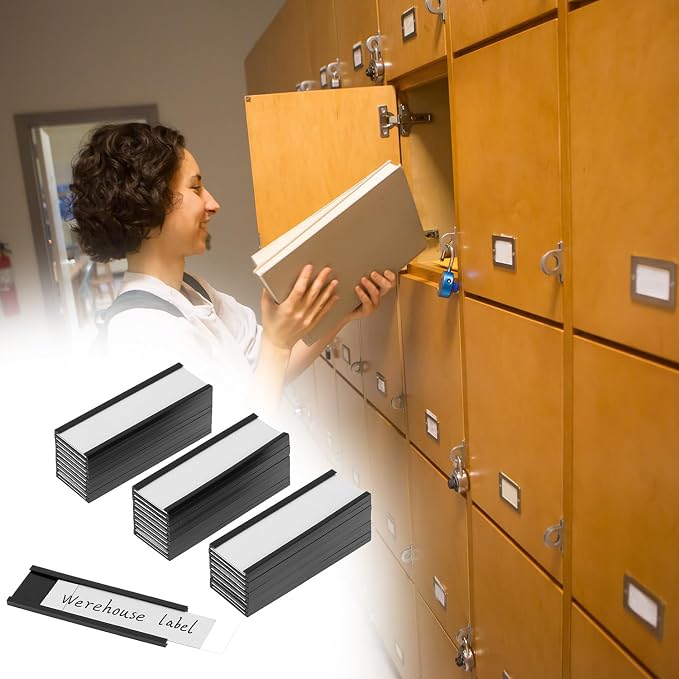 QWORK 30 Pack Magnetic Label Holders, 1x3 Inches C Channel Data Card Holders - Image 8