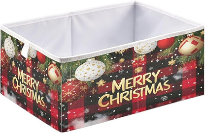 Checked Christmas Background Closet Organizers Storage Cubes Storage Bins Shelf - Image 2