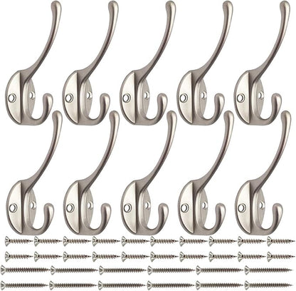 IBosins 10 Pack Heavy Duty Dual Coat Hooks Wall Mounted by IBosins