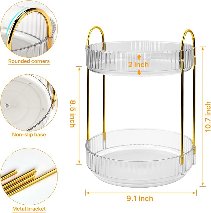 360 Spinning Makeup Organizer, Rotating Bathroom Makeup Holder Rack, Large - Image 5