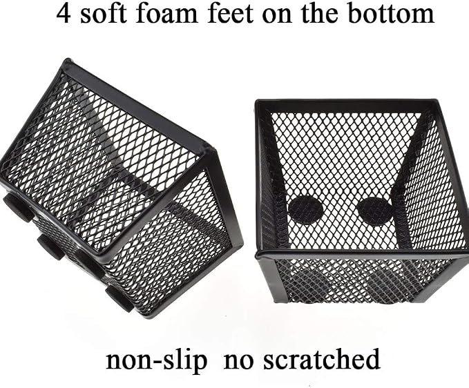 HAHIYO Stackable Paper Clip Mesh Holder cup 2.2" Height 2 Pack Black Sturdy - Image 4