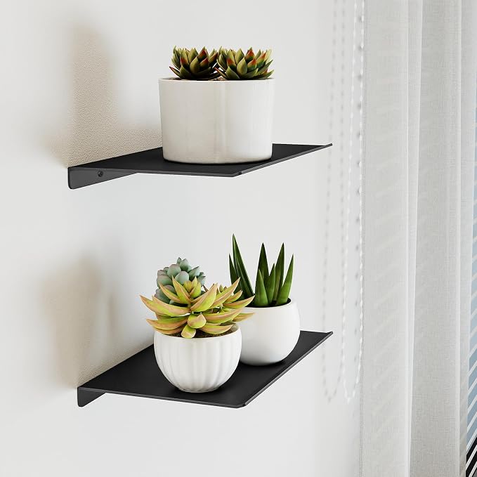 MKO 8" Small Floating Shelves for Wall, Metal Wall Mounted Shelf for Bathroom - Image 8