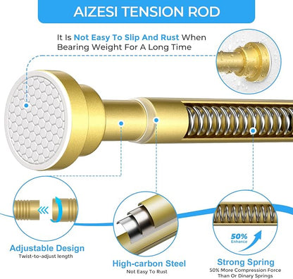 AIZESI Spring Tension Curtain Rod No Drilling 45 to 77 Inch, 7/8" Diameter - Image 3