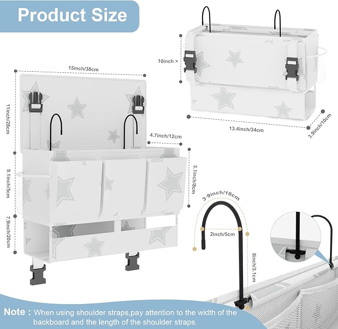 homyfort Bedside Caddy Organizer, Dual-Purpose Bedside Storage - Image 4