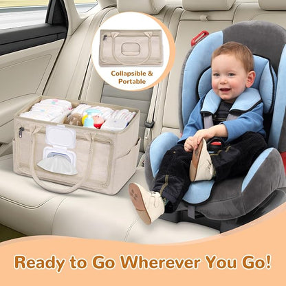 Volnamal Diaper Caddy with Wipe Dispenser One-Handed Access, Portable Car - Image 9