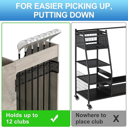 Golf Bag Storage Organizer for Garage, Premium Wooden 2 Golf Bags Rack - Image 8