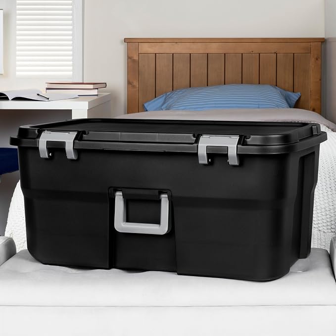 Sterilite 3 Pack Wheeled Footlocker, 22 Gallon Plastic Storage Container - Image 5