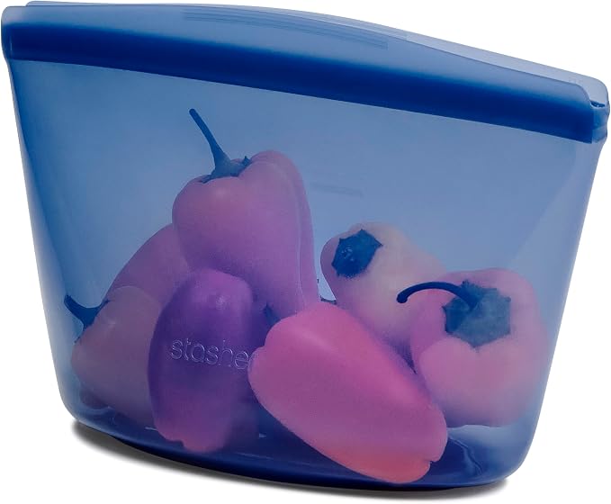 Stasher Premium Silicone Reusable Food Storage Bowl, Deep Ocean, Sous Vide by Stasher