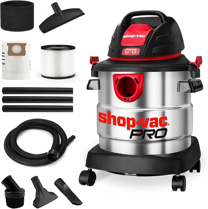 Shop-Vac 5 Gallon 4.5 Peak HP Wet/Dry Vacuum, Stainless Steel Tank, Portable by Shop-Vac