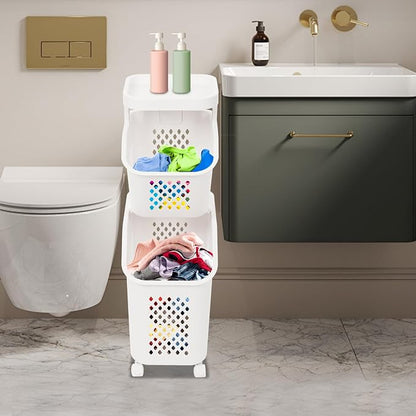 2 Tier Laundry Basket Holder, Utility Laundry Basket - Image 2