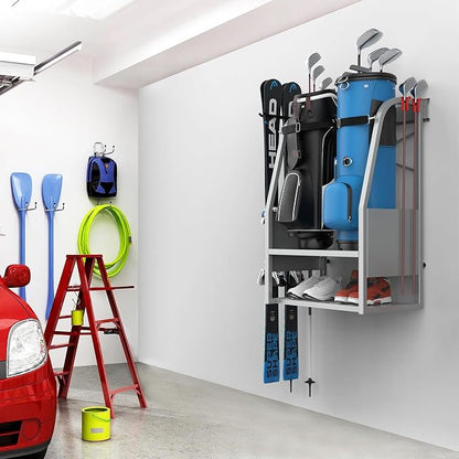 WALMANN Wall Mount Golf Bag Organizer, 2 Golf Bags Stand Golfing Equipment and - Image 2