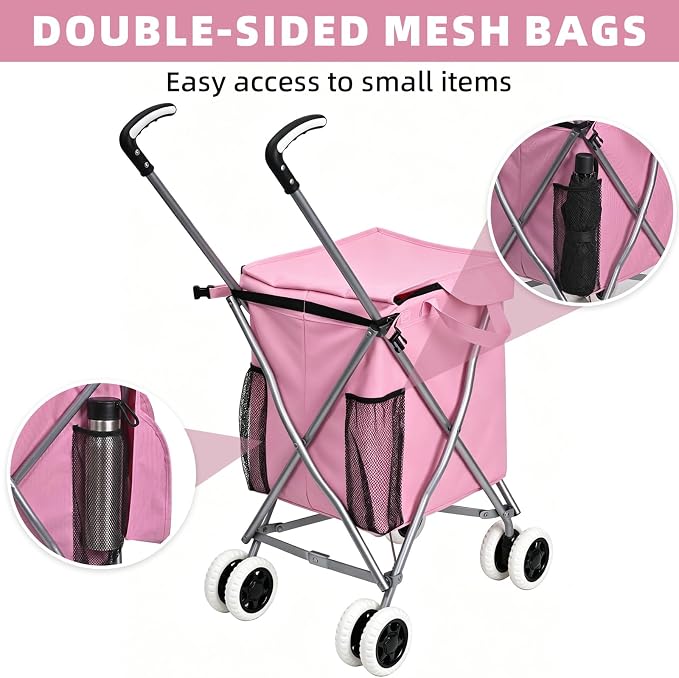 Shopping Carts for Groceries Foldable Rolling Trolley - Image 3