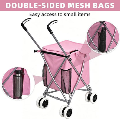 Shopping Carts for Groceries Foldable Rolling Trolley - Image 3