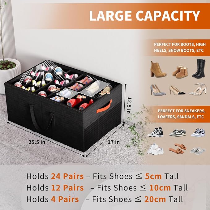 Aokeyee 2 Pack Shoe Organizer for Closet, Large Shoe Storage Box Fits up to 48 - Image 2
