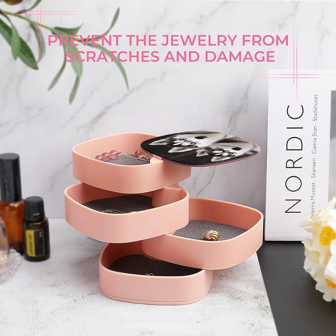 Husky Dog Rotating Jewelry Organizer Box 4-Layer 360° Rotatable ABS Jewelry - Image 6