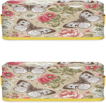 Flowering Butterfly Plants Bathroom Storage Basket, Foldable - Image 8