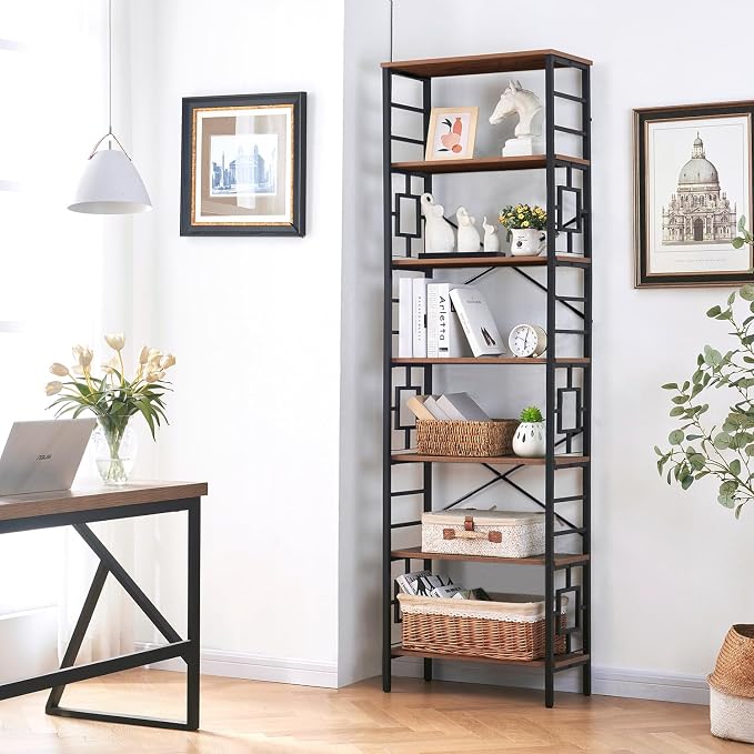 HOMISSUE Tall Bookshelf, 84 Inch Industrial Bookshelf - Image 4