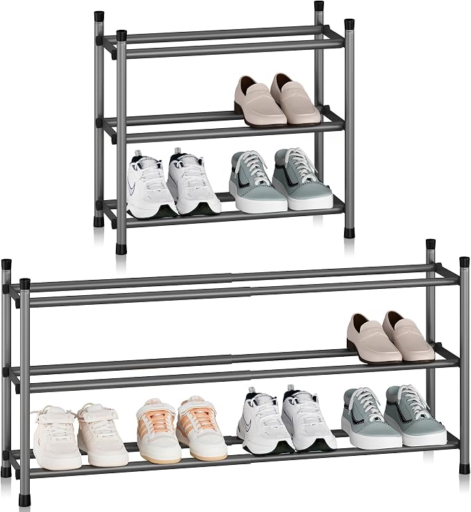 STORAGE MANIAC Expandable Shoe Rack, 12 Pairs Stackable Small Shoe Rack by STORAGEMANIAC