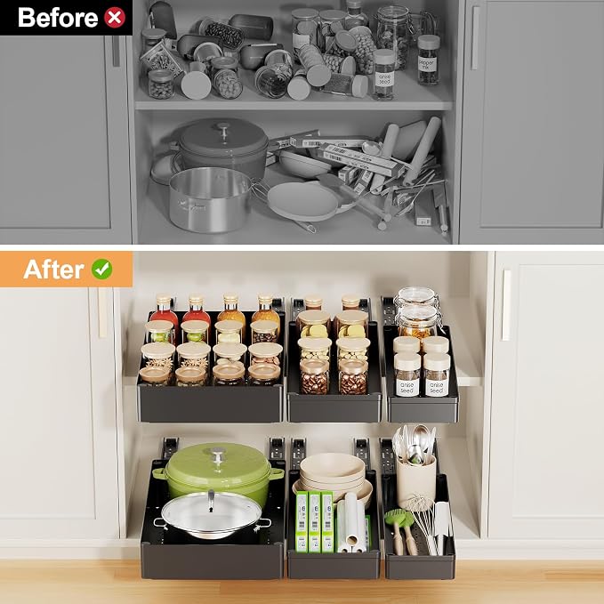 Delamu 3 Pack Pull Out Cabinet Organizer, 15.7" Deep Pull Out Drawers - Image 7