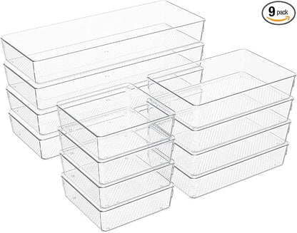 Clear Plastic Drawer Organizer Set by NEETBU
