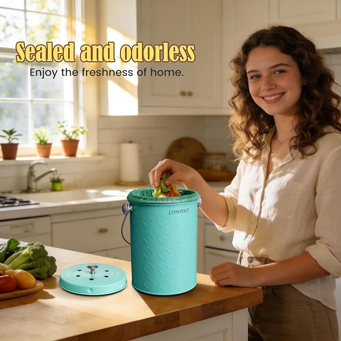 AOSION Countertop Compost Bin Kitchen, Odorless Indoor Compost Bin - Image 4