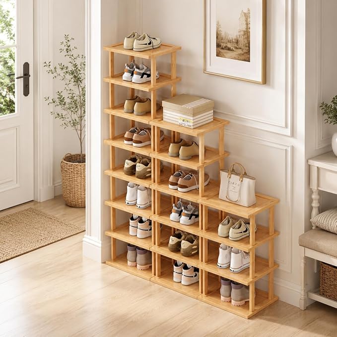 SAN HE Bamboo Shoe Rack 17 Tier- Vertical Shoe Rack - Image 4