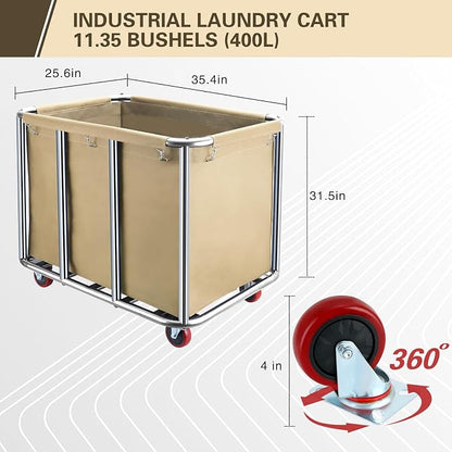 Commercial Laundry Cart with Wheels, 400L Large Industrial Laundry Cart - Image 3