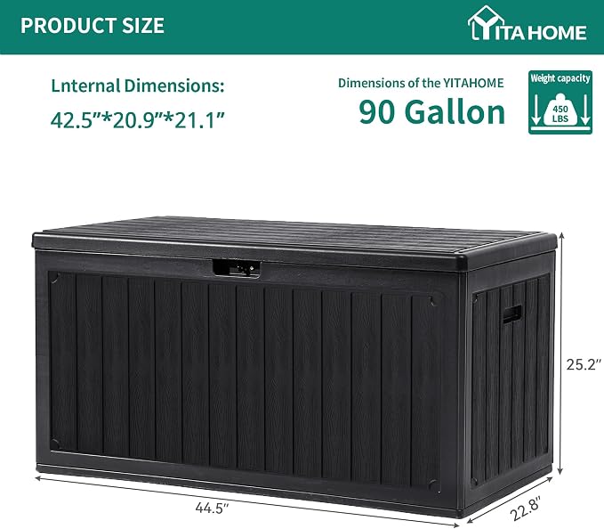 YITAHOME 90 Gallon Double-Wall Deck Box - Image 5
