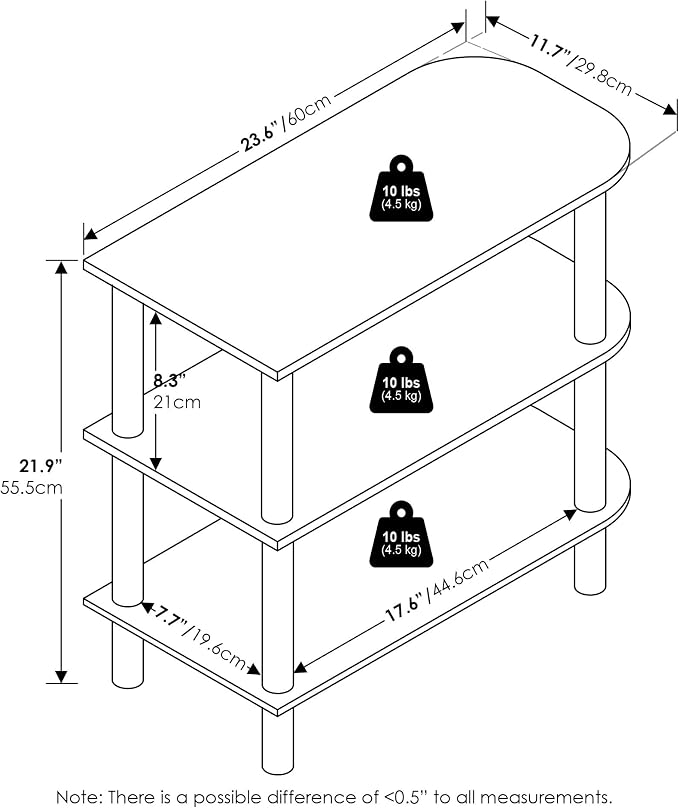 Furinno Turn-N-Tube Shoe Rack, 3-Tier Narrow Shoe Organizer, Shoe Rack Storage - Image 2