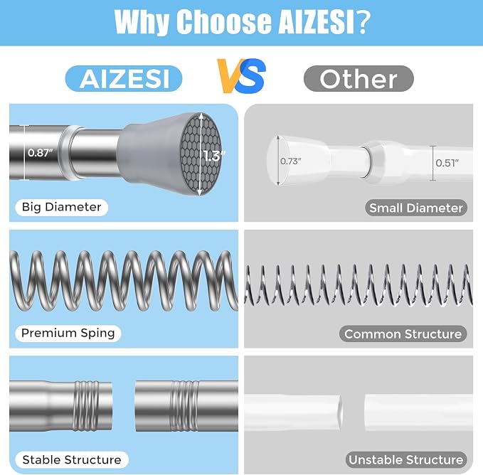 AIZESI Tension Curtain Rod Spring Tension Rods - Image 9