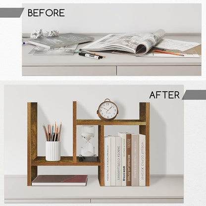 Jerry & Maggie Desktop Organizer Office Storage Rack Adjustable Wood Display - Image 3