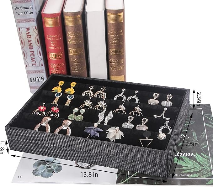 Julysky 2 Pcs/set Stackable Jewelry Organizer Trays，Earrings Tray+Earrings Tray - Image 3