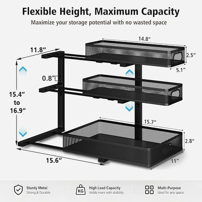 Under Sink Organizer, 3 Tier Pull Out Cabinet Organizer - Image 3