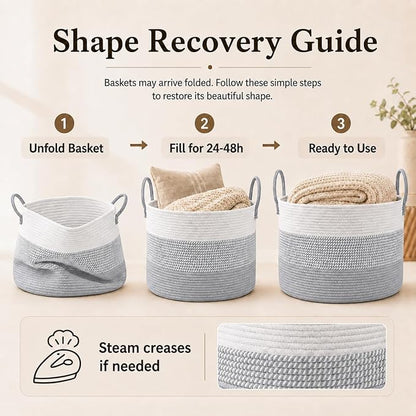 JMvicyroam 115L Extra Large Machine Washable Cotton Rope Blanket Basket | - Image 6