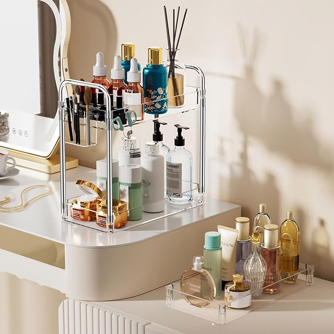 SPACEKEEPER 3 Tier Acrylic Storage Rolling Cart Clear Bathroom Cart Organizer - Image 4