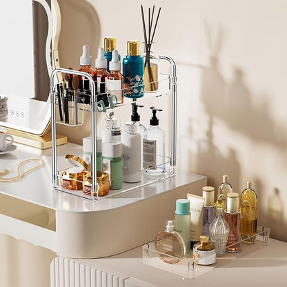 SPACEKEEPER 3 Tier Acrylic Storage Rolling Cart Clear Bathroom Cart Organizer - Image 4