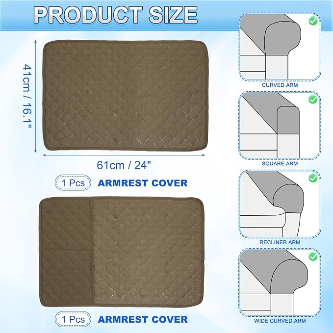 uxcell 2 PCS Armrest Covers, Couch Arm Cover Furniture Protect Slide Recliner - Image 2